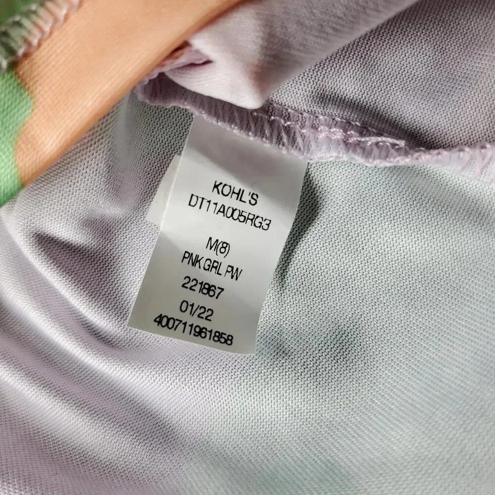 NWT TEK GEAR Girls Pastel Camo Bling Crewneck Performance Shirt Medium Size 8